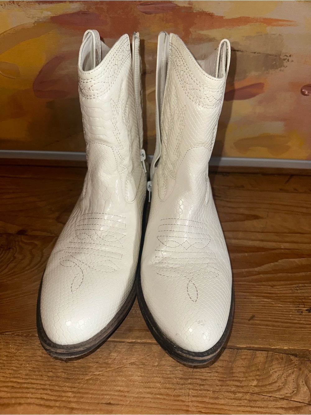 White Women's Ankle Cowboy Booties